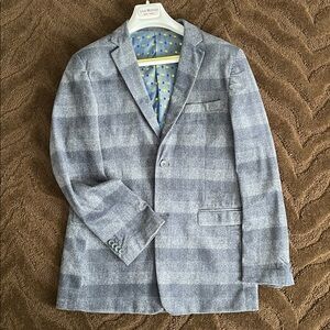 Boys soft Light and charcoal Gray Checkered Blazer